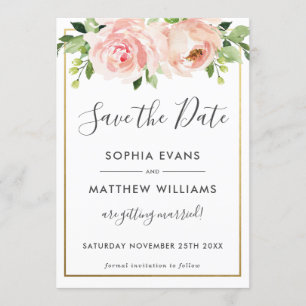 Carte de mariage à motif botanique floral rose à c