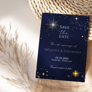 Carte de mariage à thème Galaxie Bleue Étoile pour