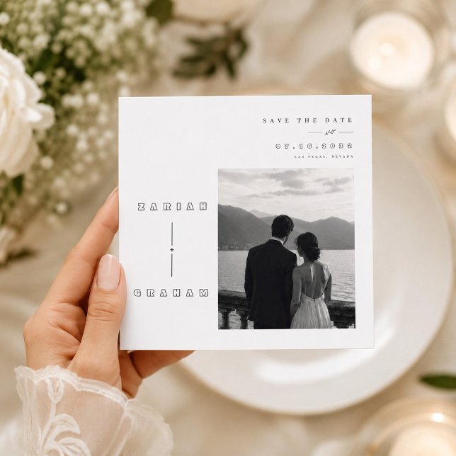 Carte de mariage à typographie géométrique pour an (Créateur téléchargé)