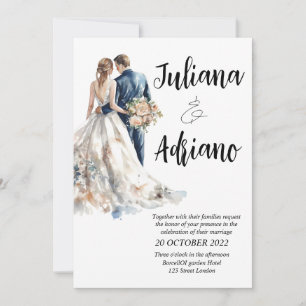 Carte de mariage aquarelle moderne pour mariés mig