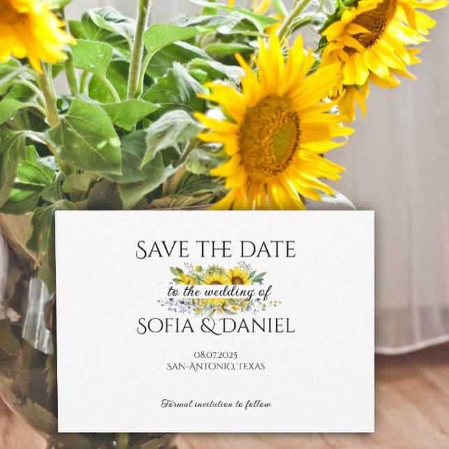 Carte de mariage aquarelle tournesol "Save the Dat (Créateur téléchargé)