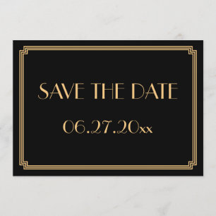Carte de mariage Art Déco noir Gatsby Save The Dat