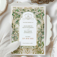Carte de mariage Art Nouveau élégante pour annonce