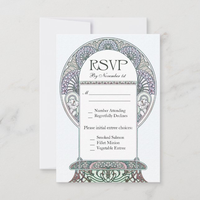 Carte de mariage Art Nouveau RSVP (Devant)