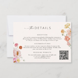 Carte de mariage avec détails de code QR floral co
