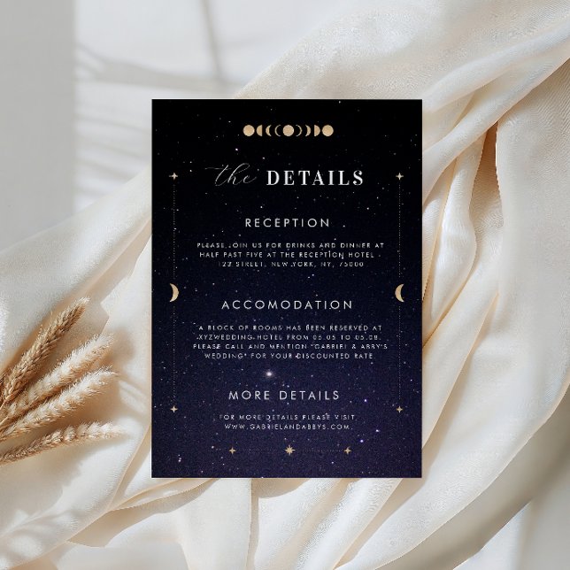 Carte de mariage avec détails de lune étoilée céle (Créateur téléchargé)