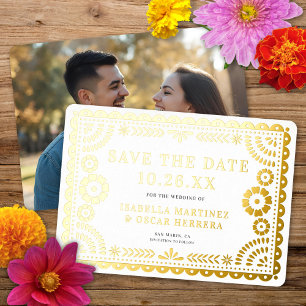 Carte de mariage avec photo et papier découpé à fo
