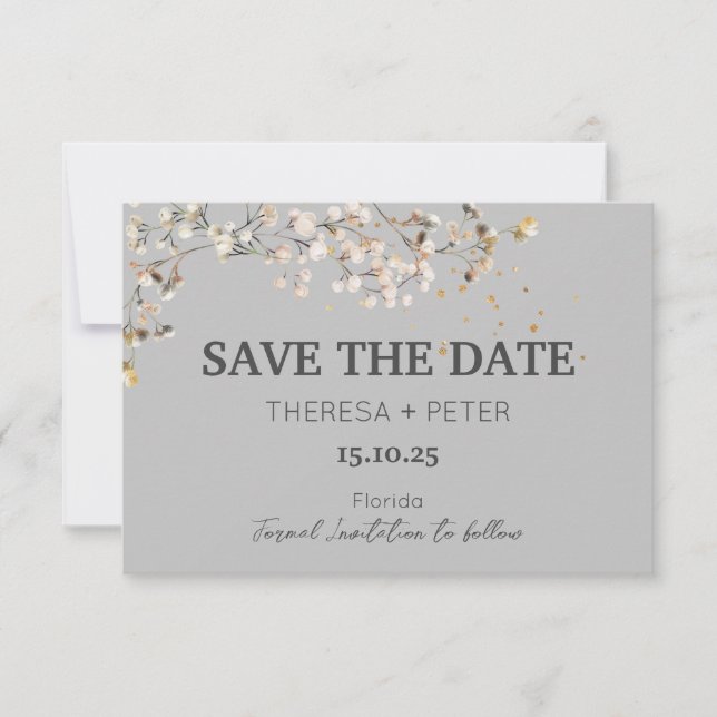 Carte de mariage "Baby's Breath" pour annoncer la  (Devant)