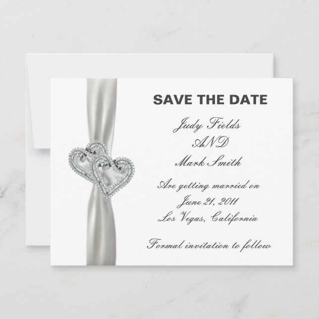 Carte de Mariage Blanc Save The Date (Devant)