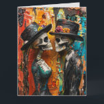 CARTE DE MARIAGE BLANCHE SQUELETTES GOTHIQUES<br><div class="desc">CARTE DE MARIAGE COUPLE DE SQUELETTES</div>