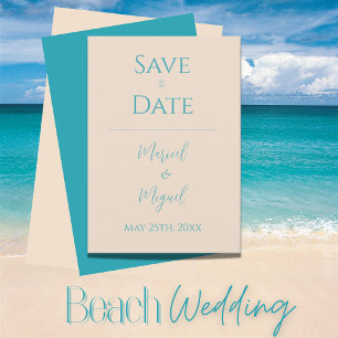 Carte de mariage bleu océan clair 'Save The Date'