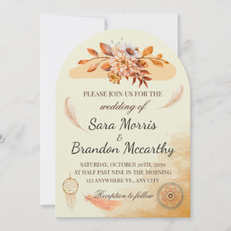 Carte de mariage bohème aquarelle rustique