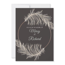 Carte de mariage Bohème Luxe Monochrome Herbe de P