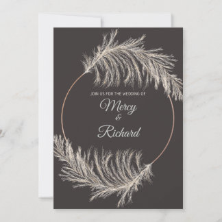 Carte de mariage Bohème Luxe Monochrome Herbe de P