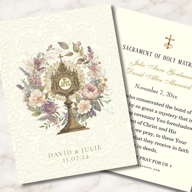 Carte de mariage catholique à la monstrance floral (Créateur téléchargé)