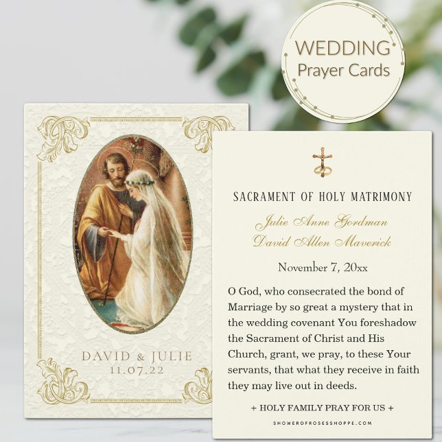 Carte de mariage catholique simple élégante (Share the beauty of the Catholic Faith on your wedding day with our beautiful wedding prayer cards. )
