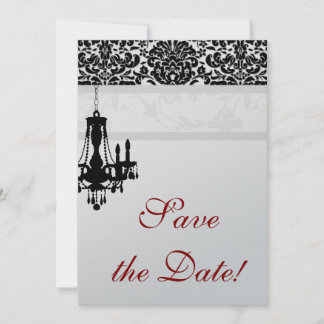 Carte de mariage chandelier noir et blanc à conser