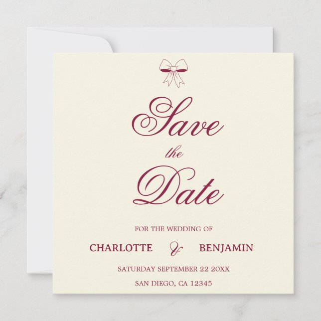Carte de mariage chic avec écriture moderne en Bou (Devant)