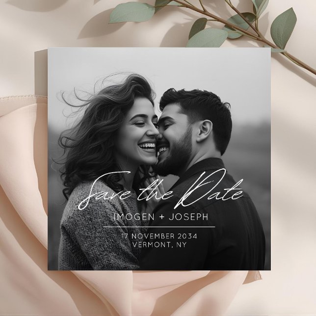 Carte de mariage chic et plate avec photo intégral (Créateur téléchargé)
