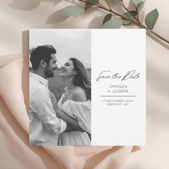 Carte de mariage Chic Photo Chic à plat pour annon (Créateur téléchargé)
