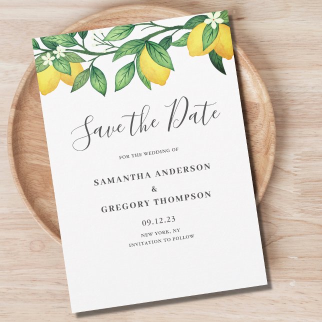 Carte de mariage citron plat à save the date (Créateur téléchargé)