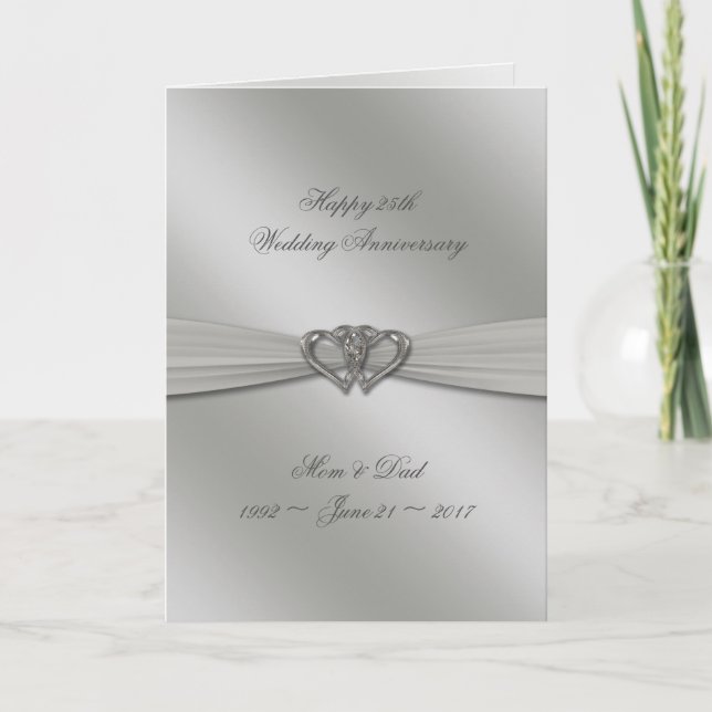 Carte de mariage classique argent pour les 25 ans  (Devant)