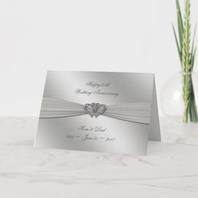 Carte de Mariage Classique Argent pour les 25 Ans  (Devant)