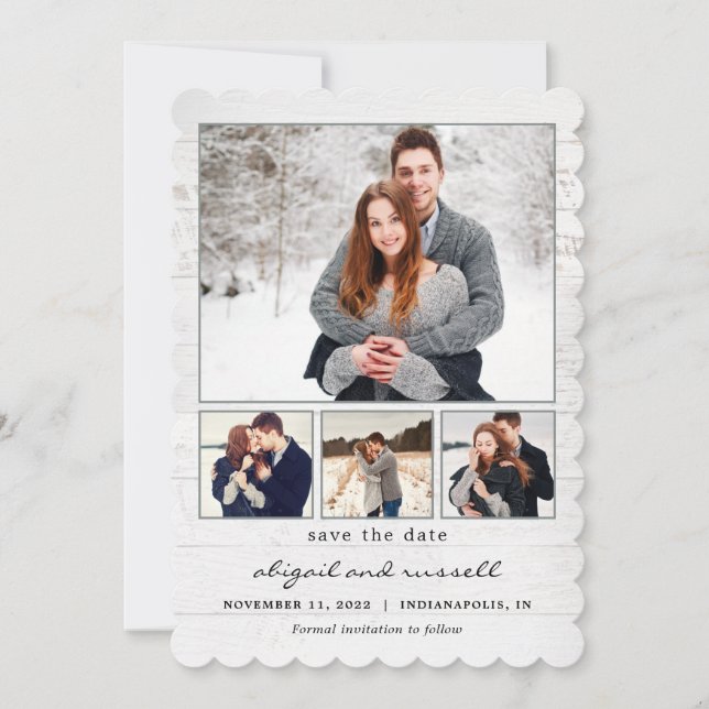 Carte de mariage Collage Chic Rustique pour annonc (Devant)