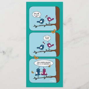 Carte de mariage Comic Strip Love Birds Save the D