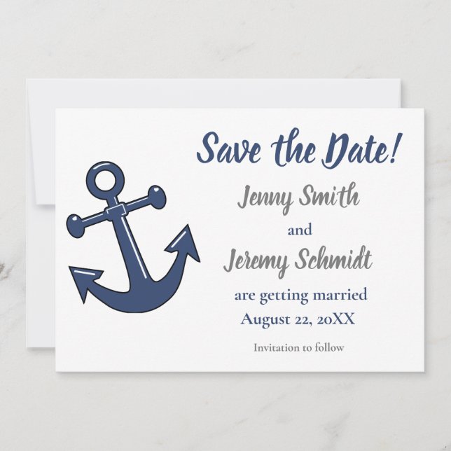 Carte de mariage d'ancrage nautique Save the Date (Devant)
