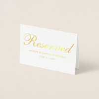 Carte de Mariage de date Gold Foil Réservé