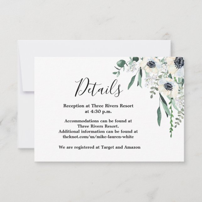 Carte de mariage de détails Anemone (Devant)