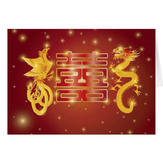 Carte de mariage de dragon de Phoenix (Devant horizontal)