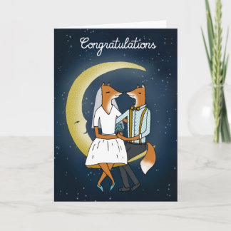 Carte de mariage de félicitations - renards dans