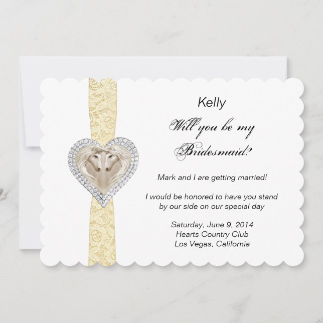 Carte de Mariage de la dentelle jaune Unicorn (Devant)