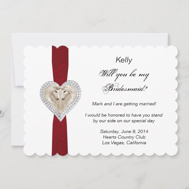 Carte de Mariage de la dentelle rouge Unicorn (Devant)