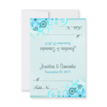 Carte de Mariage de la tente Florale Bleue Aqua
