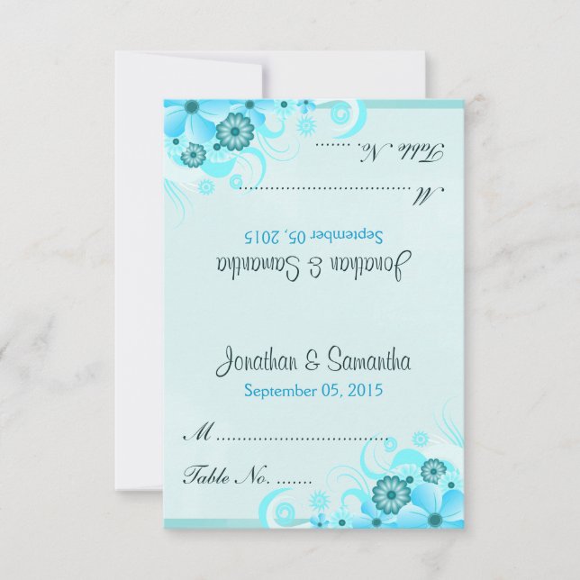 Carte de Mariage de la tente Florale Bleue Aqua (Devant)