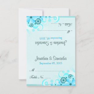 Carte de Mariage de la tente Florale Bleue Aqua
