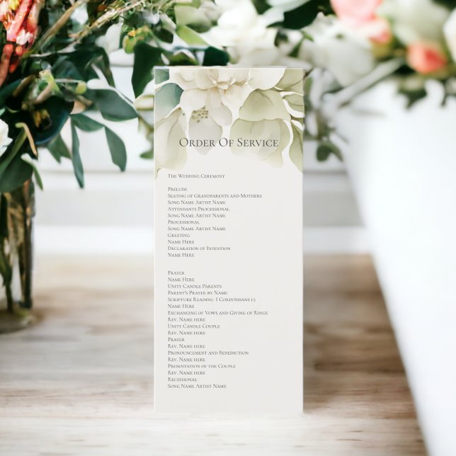 Carte de Mariage de l'ordre de service de feuillag (Muted Green Foliage Order of Service Wedding Card from Ricaso. Personalize with your own details)