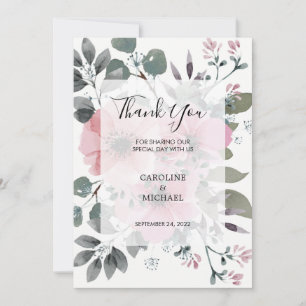 Carte de mariage de Merci de fleurs d'aquarelle ru