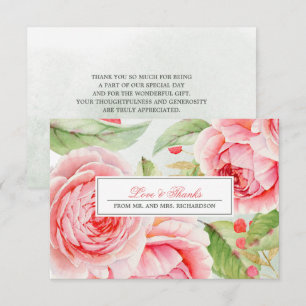 Carte de Mariage de Merci Rose romantique