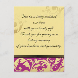 Carte de mariage de photo de Merci Fuschia et or