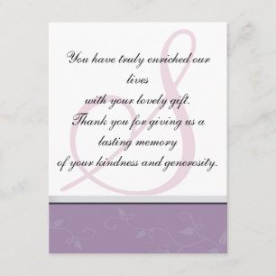 Carte de mariage de photo de Merci - monogramme