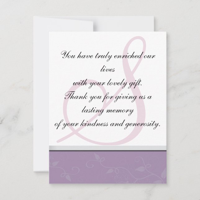 Carte de mariage de photo de Merci - monogramme (Devant)