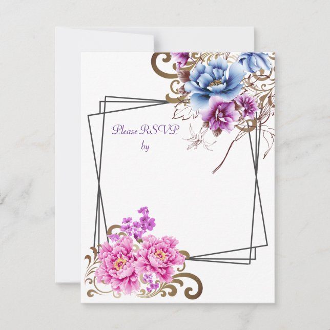 Carte de Mariage de réponse RSVP pour plaisir flor (Devant)