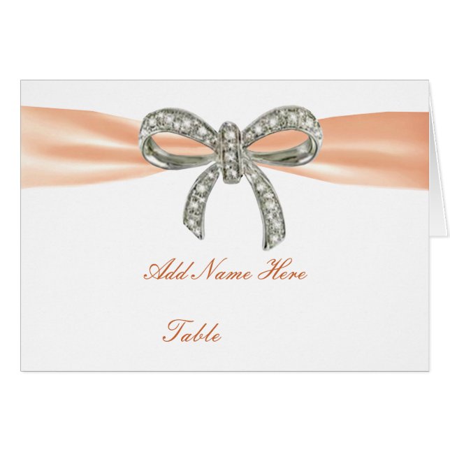 Carte de Mariage de table Orange Diamond Bow (Devant Horizontal)