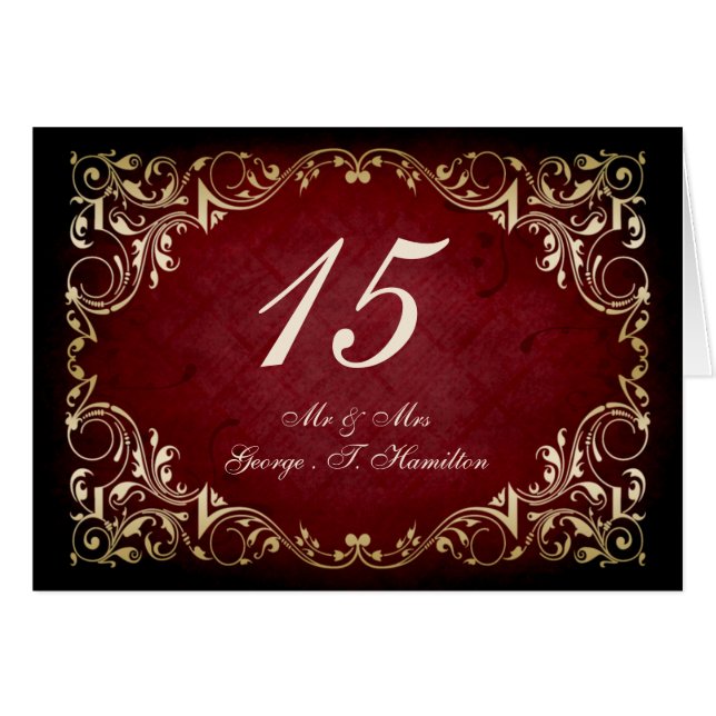 carte de mariage de table rouge rustique (Devant Horizontal)