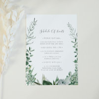 Carte de Mariage de verdure Succulente Horaire des