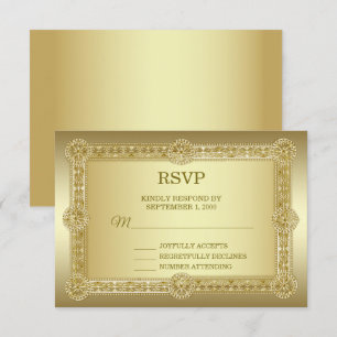 Carte de mariage décoratif or RSVP